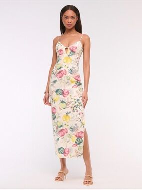 Abercrombie Premium Linen Cutout Midi Dress
